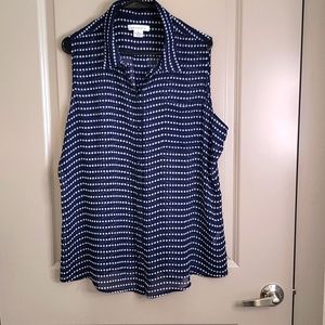 Liz Claiborne Womens Top Navy Blue White Stars size XL